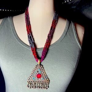 Vintage Natural Stone Statement Necklace